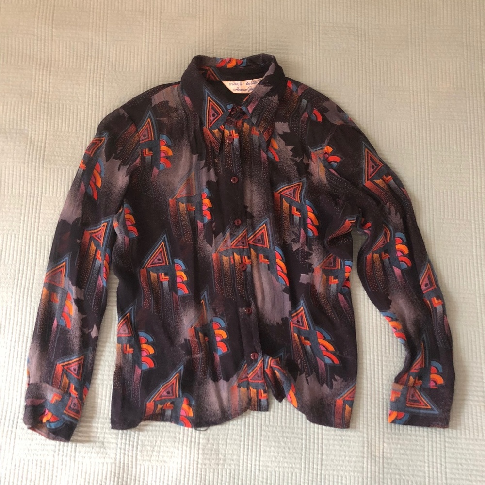 Vintage Print Silk Shirt